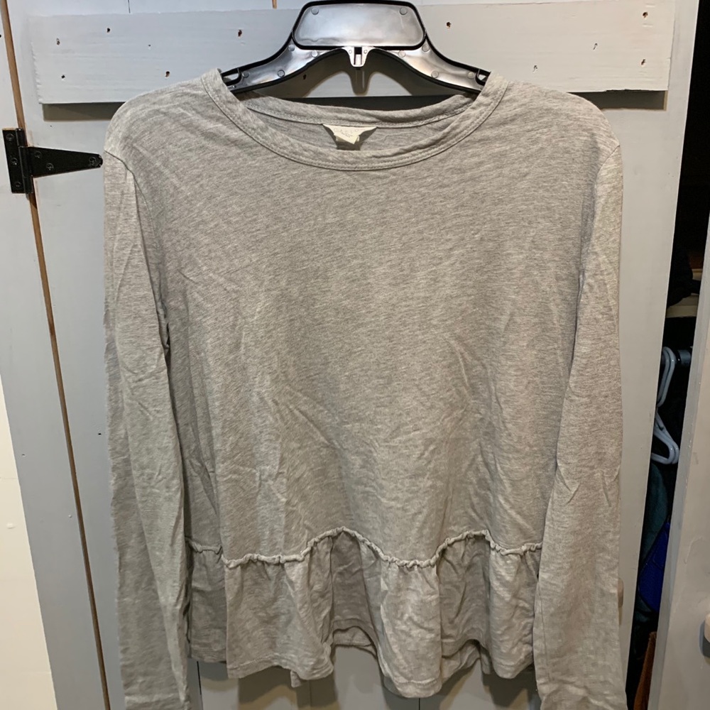 Caslon Gray Peplum Shirt